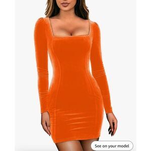 New velvet Long Sleeve Bodycon Mini Party Dress S